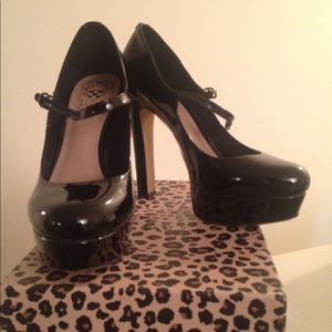 Vince Camuto Black Patent Leather Mary Jane Heels